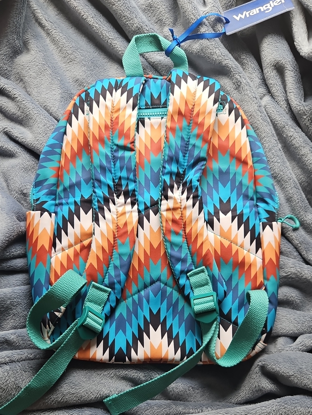Wrangler Turquoise & Orange Chevron Pattern Mini Backpack - Picture 5 of 5